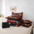 thumbnail image 5 of Feelyou Chic Fashion Honeycomb Bedding Comforter Set 7pcs, Black Red Abstract Ombre Queen Bedding Sets, Leaf Plant Botanical Reversible Queen Sheet Sets, Lightweight Room Decor, 5 of 7