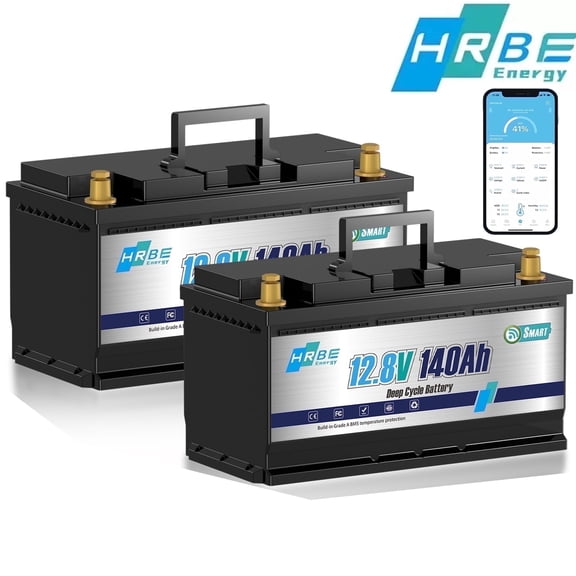 2PACK 12V 140Ah LiFePO4 Battery Bluetooth,for RV,Trolling Motor,Solar,Marine,Boat,Van,Backup Power,15000 Deep Cycles Lithium Batteries,Smart 100A BMS