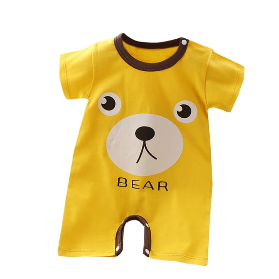 Pretxorve Toddler Girls Boys Summer Romper Solid Short Sleeve Newborn Classic Long Leg Jumpsuit