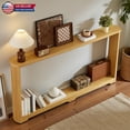 thumbnail image 2 of Hassch Modern Fluted Console Table in Natural, 70" Decorative Slim Entryway Table with Lower Shelf, Wooden Sofa Table for Living Room, Hallway or Foyer, Easy Assembly, 2 of 10