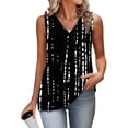 thumbnail image 5 of Sleeveless V Neck Tank Tops for Women Abstract Dot Print Casual Summer Loose Fit Tunic Shirts Daily Black XXL, 5 of 6