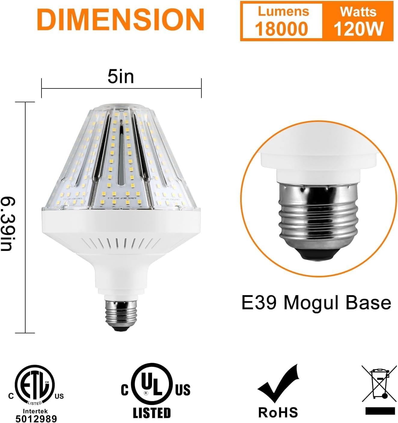 NS 120W Ultra-Bright LED Bulbs, 12000W Equivalent, Daylight White, Decorative, 2-Pack