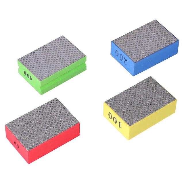 4Pcs Diamond Hand Polishing Pads for Tile Stone Trimming Deburring 60# 100# 200# 400# Grit