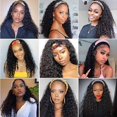 thumbnail image 2 of Headband Wig Human Hair Deep Wave Glueless None Lace Front Headband Wig Brazilian Virgin Hair Wigs for Black Women - 26 inch, 2 of 7