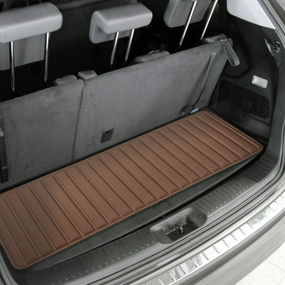 FH Group, Cargo Liner 14" For Truck SUV Faux Leather Heavy Duty Stripe Design Brown