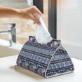thumbnail image 5 of Tissue Box Cover, Vintage Indian lotus elephant blue Leather Rectangular Tissue Holder, Waterproof Tissue Box Decorative for Bathroom Vanity Countertop/Night Stands/Office Desk, 5 of 6
