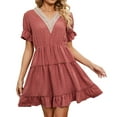 thumbnail image 6 of IROINNID Summer Dresses for Women 2024, Women Outfits Dresses with V-Neck and Short Sleeve Summer Ruffled Sun dresses, 6 of 9