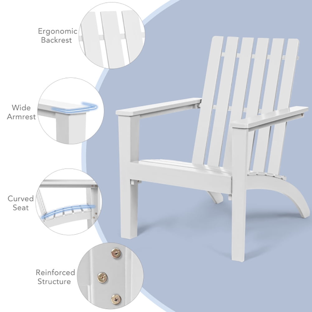 Aimee Lii Outdoor Durable Patio Acacia Wood Adirondack Lounge Armchair, Outdoor Patio Furniture, White