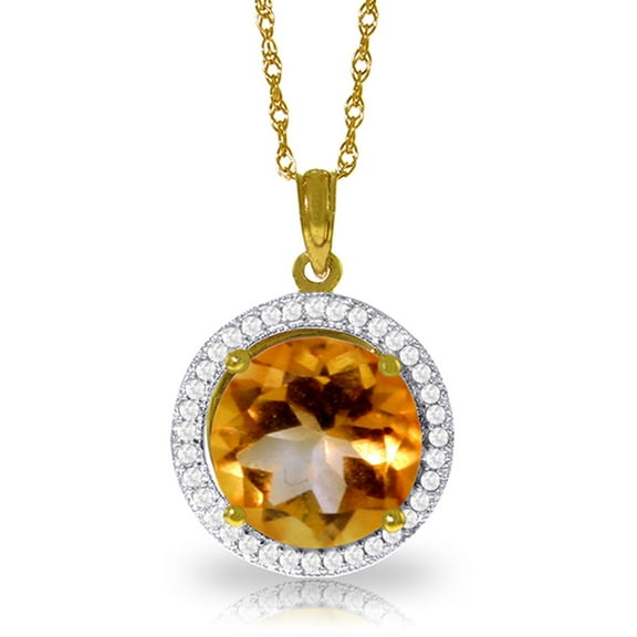 Galaxy Gold 14K Solid Yellow Gold 24" Necklace with Natural Diamonds and a Victorian-Style Citrine Drop, 14"-24" Sizes, November Birthstone, Symbol of Warmth