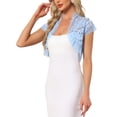 thumbnail image 4 of INSPIRE CHIC Women's Lace Cardigan Open Front Elegant Short Sleeve Sheer Floral Cropped Bolero Lace Shrug Top L Sky Blue, 4 of 6
