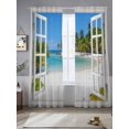 thumbnail image 2 of Sandy Beach Sheer Curtains 2 Panels Set Coconut Trees Sky Windows View Sheer Window Curtains Light Filtering Rod Pocket Voile Drapes for Bedroom Living Room 52"X96", 2 of 9