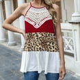 thumbnail image 5 of Women's Sleeveless Shirt, Lace Stitching Leopard Pattern Casual Off Shoulder Suspender Tops, 5 of 6