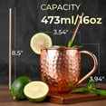 thumbnail image 2 of PENGX 4PCS Set of 16oz Copper Moscow Mule Mugs - Handcrafted Traditional Design  Insulated  Reusable  Gift Set with Straws  Spoon  Cleaning Brush  Shot Glass  and Premium Packaging for a, 2 of 6
