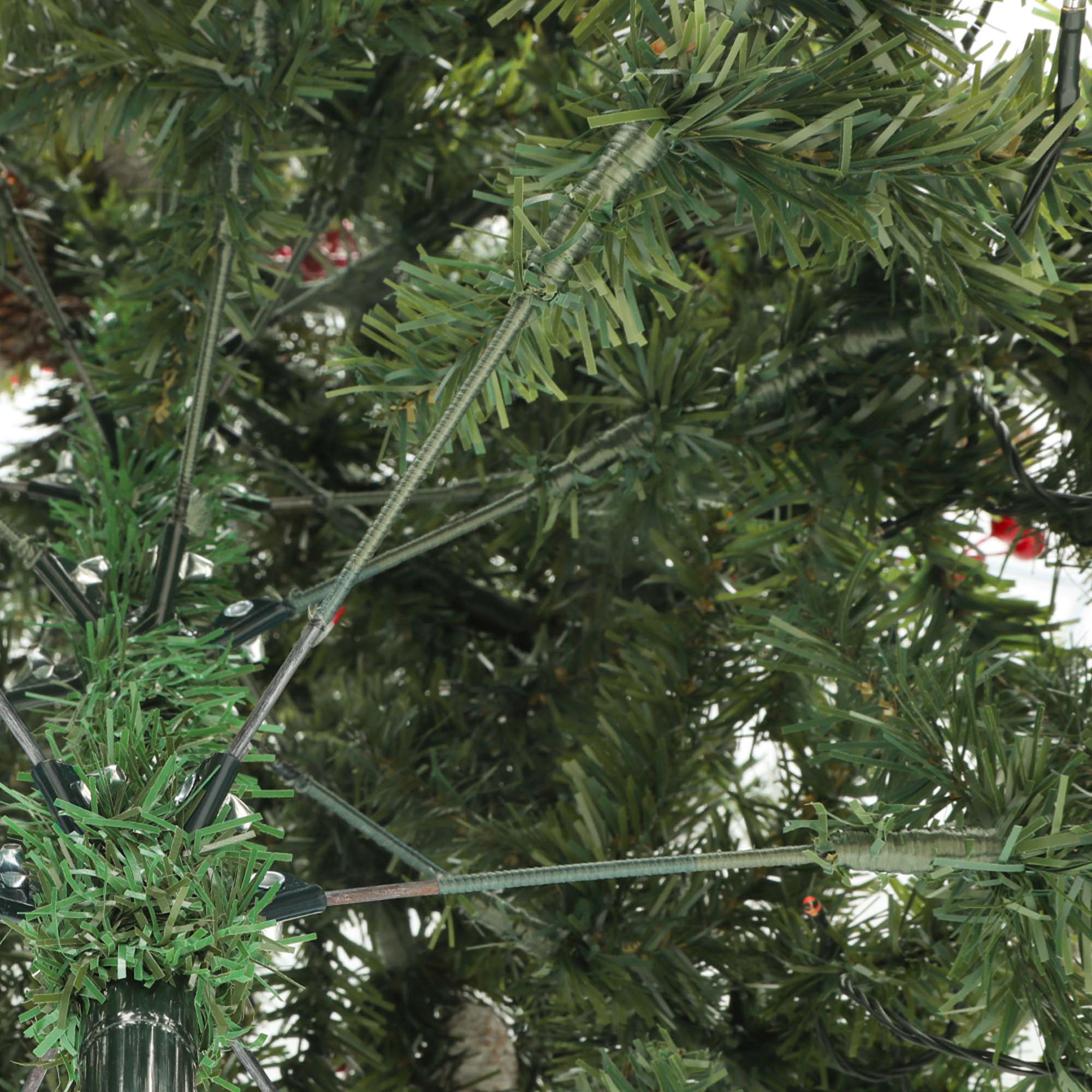 Uforic 7.5 ft Prelit Flocked Pine Artificial Christmas Tree with 1398 Tips & 550 Lights, Remote Control, Green