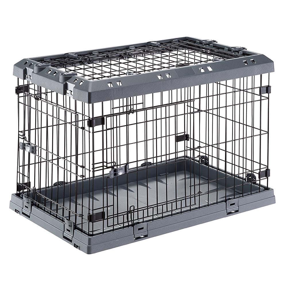 Ferplast Superior Hybrid ECO Dog Crate and Playpen, 30-inch Dog Crate, Gray