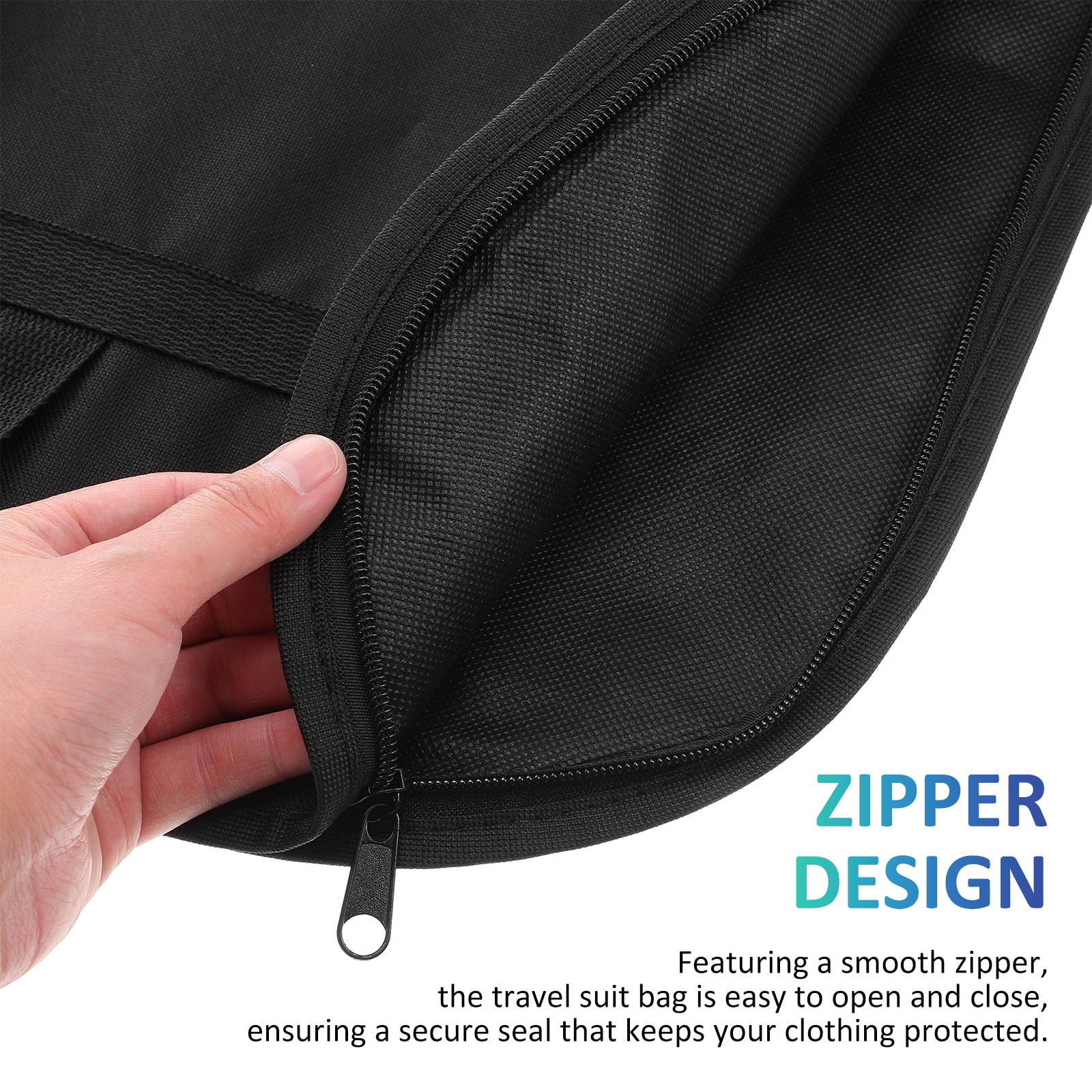 Tineasur Black Suit Bag with Smooth Zipper for Secure Storage of Formal Clothes