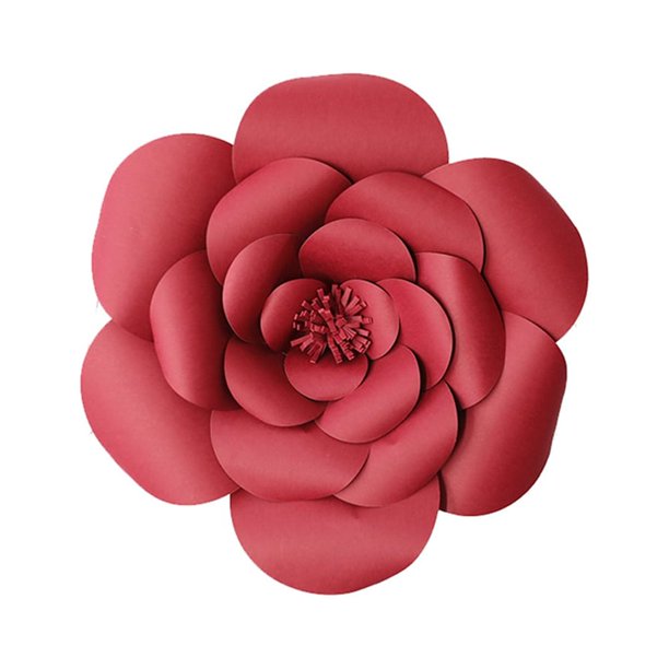 KAKOWELY pieza de 20 cm de flores de papel 3D para decoración de pared, ideal para fiestas, hogar, bodas (rojo vino).
