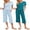 Blue Green/Moon, variant on 2 Pack: Women's Set Short Sleeve Pj Top Capri Pants - Pajamas Sets Lounge & Sleepwear Set Black/Leopard