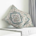 thumbnail image 3 of Beige Teal Boho Pillow Covers 26x26 Inch Decorative Throw Pillow Cover, Medieval Vintage Ethnic Floral Abstract Sofa Pillowcases Accent Cushion Case Home Decor Bedroom Living Room, 3 of 6