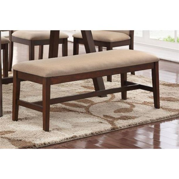 Benzara Bm171250 18 X 54 X 17 In Rubber Wood Bench With Tapered Legs Brown Beige Walmart Com Walmart Com