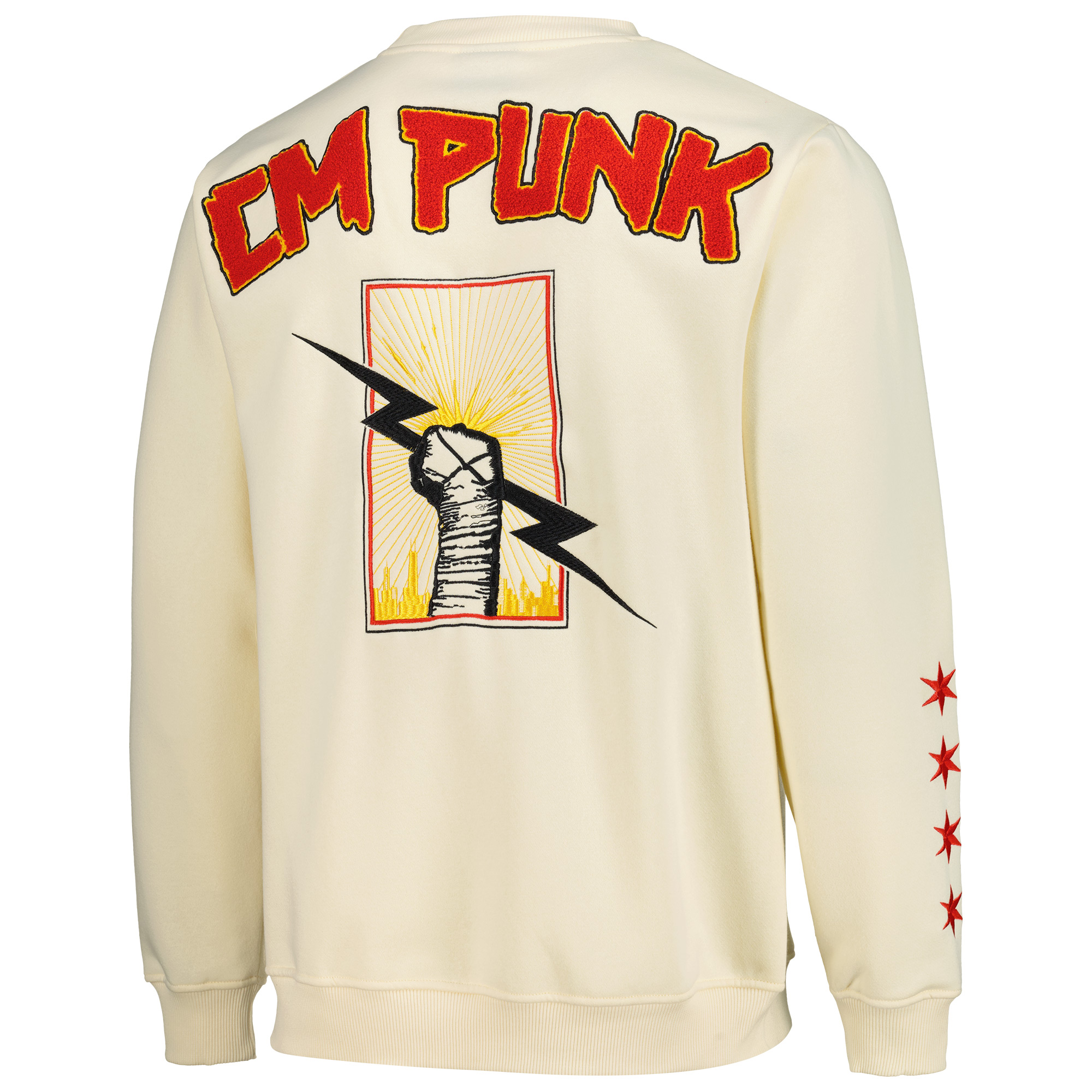 Men's Cream CM Punk Fist Skyline Sweatshirt - Walmart.com