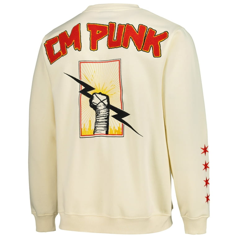 Men's Cream CM Punk Fist Skyline Sweatshirt - Walmart.com