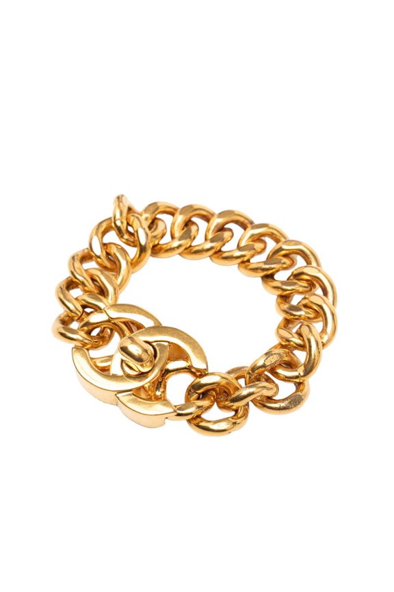 Pre-Owned Chanel Coco Mark Turnlock Vintage Bracelet Gold Plated Women's CHANEL