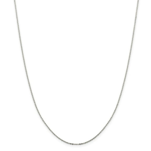 White Sterling Silver chain Cable Flat 16 in 0.9 mm