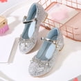 thumbnail image 3 of Dakaela 3-11Y Girl's Dress Shoes Mary Jane Glitter Low Heel Princess Flats Rhinestone Party Wedding Prom Footwear with Ankle Strap Silver, 3 of 6