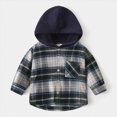 thumbnail image 2 of KPOPLK Toddler Baby Boy Hoodies Clothes Plaid Long Sleeve Button Down Jacket Top Shirt Kids Fall Winter Outfits 12 Months-7T Navy Size 6-7, 2 of 6