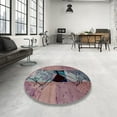 thumbnail image 3 of Ahgly Company Indoor Round Abstract Purple Abstract Area Rugs, 8' Round, 3 of 6