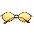 thumbnail image 1 of Geometric Hexagon Sunglasses Ultra Slim Arms Color Tinted Lens 50mm (Black Gold / Orange), 1 of 4