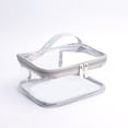 thumbnail image 3 of Transparent PVC Makeup Bag Portable Waterproof Toilet Bag Cosmetic Bag with Large Capacity Zipper[HK] Single Layer Silver, 3 of 4