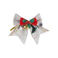thumbnail image 1 of Rbaofujie Outdoor Christmas Decorations 2024 Christmas Bow Pendant with Bell Christmas Tree Gift Box Set Decoration Linen Printed Letter Bow Christmas Decorations for Home, 1 of 6