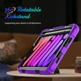 thumbnail image 3 of Shockproof Case for Apple iPad mini 6 /7 8.3" with Build In Screen Protector, Rugged Rotating Stand Shoulder Strap Pencil Holder Kids Friendly Bumper Case for Apple iPad mini 6/ Mini 7, Purple, 3 of 10