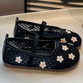 thumbnail image 5 of WZEIIOT Girls Summer Sneakers Breathable Mesh Flower Embroidered Soft Sole Flat Dance Shoes, 5 of 8