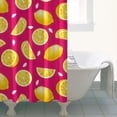thumbnail image 4 of Yellow Lemon Fruit Slices Pink Pattern Shower Curtain 36"x72" ,Bathroom Decorative Shower Curtains Set with 12 Hooks,Modern Waterproof Washable Shower Curtain, 4 of 6