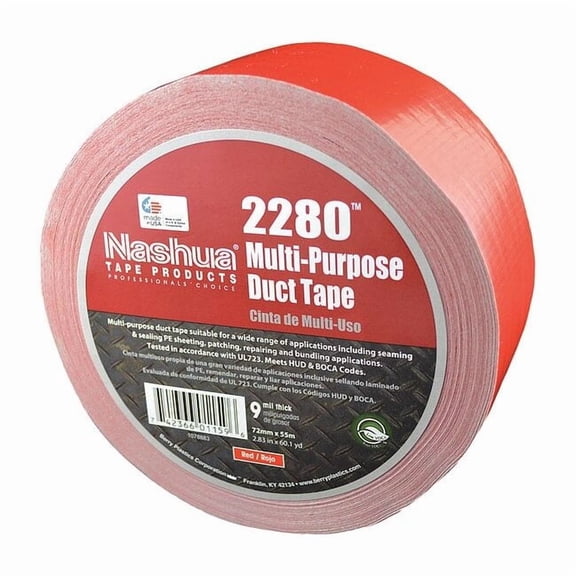 Nashua Duct Tape, Red, 60 yd L, 2-3/4 in W 2280