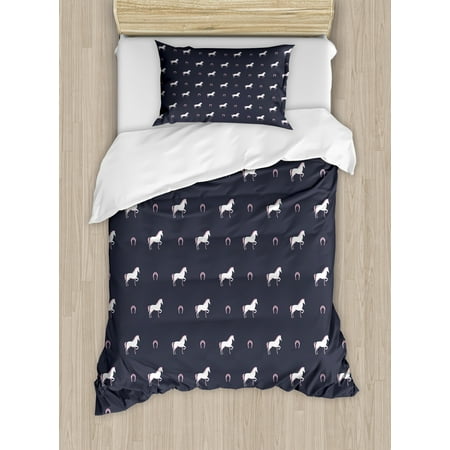Horses Twin Size Duvet Cover Set Animal Pattern Sublime Mustang Horses Twin Size Duvet Cover Set Animal Pattern Sublime Mustang Silhouette Wildlife Horseshoe Abstract