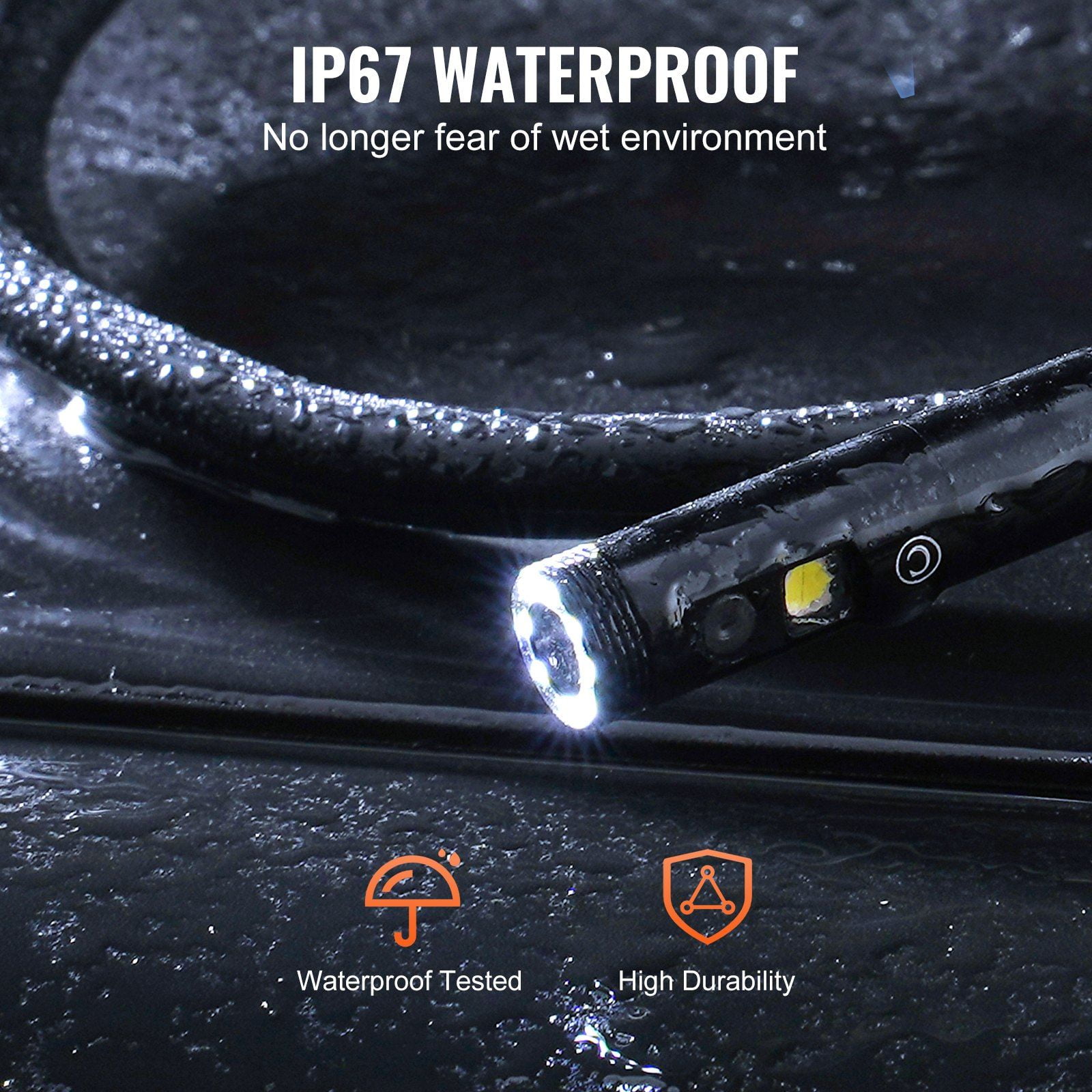 5 Inch 1080P Endoscope Camera with Light Triple Lens Industrial Borescope 8 Plus 2 Lights IP67 Waterproof Snake Camera for Automotive Plumbing 16.4FT Cable 32GB Card