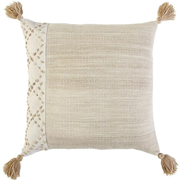 Rizzy Home Color Block 20" x 20" Down Pillow with Poly Pet Cover Ivory/Blush