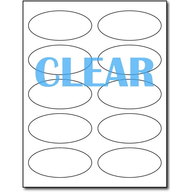 Crystal Clear Laser 1 3/4" x 3 3/4" Oval Labels for Laser Printers 10