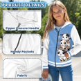 thumbnail image 6 of FUIALDOLG Girls Graphic Hoodies Size 8-10 Years Long Sleeve Cartoon Cow Blue Print Zip Up Hooded Sweatshirt Cute Casual Tops for Girl, 6 of 7