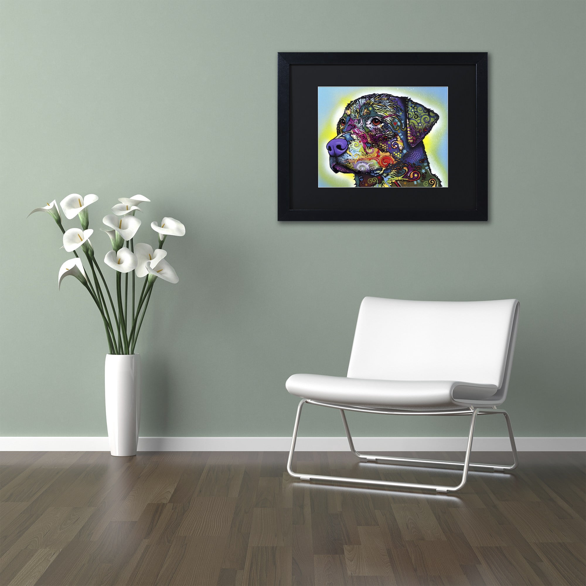 Trademark Fine Art "The Rottweiler" Canvas Art by Dean Russo, Black Matte, Black Frame