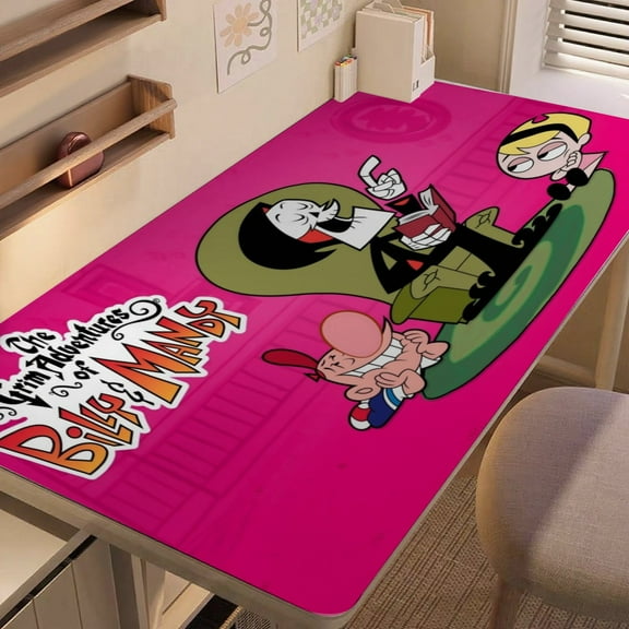 The Grim Adventures of Billy and Mandy-themed extra-large Non-Slip Base leather Desk Table mat—versatile for computer desks, dining tables, and more.12"x24"(30X60cm）
