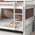 thumbnail image 6 of Leumius Full Over Full Size Bed Frame with Trundle, Ladder and Guardrails, Convertible to 2 Full Size Beds, Rubber Wood Bed with Twin Size Trundle for Boys Girls White, 6 of 9