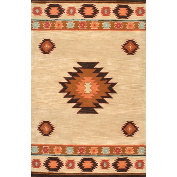 nuLOOM Shyla Abstract Wool Area Rug, 6' x 9', Beige
