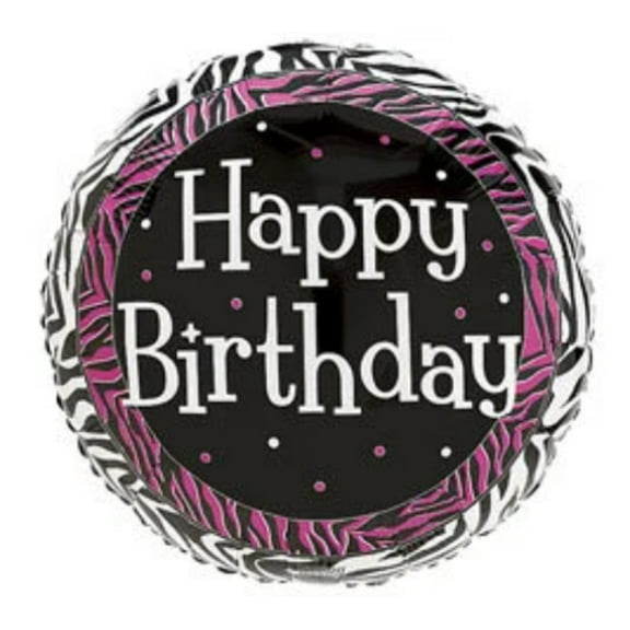 18 HAPPY BIRTHDAY ZEBRA Print Balloon  Party Supplies Decorations Foil Mylar Balloon