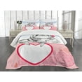 thumbnail image 3 of Ambesonne Sloth Quilted Bedspread Set 3 Pcs, Romantic Sloth in Love, Queen Size, Pink Pale Blue Black, 3 of 5