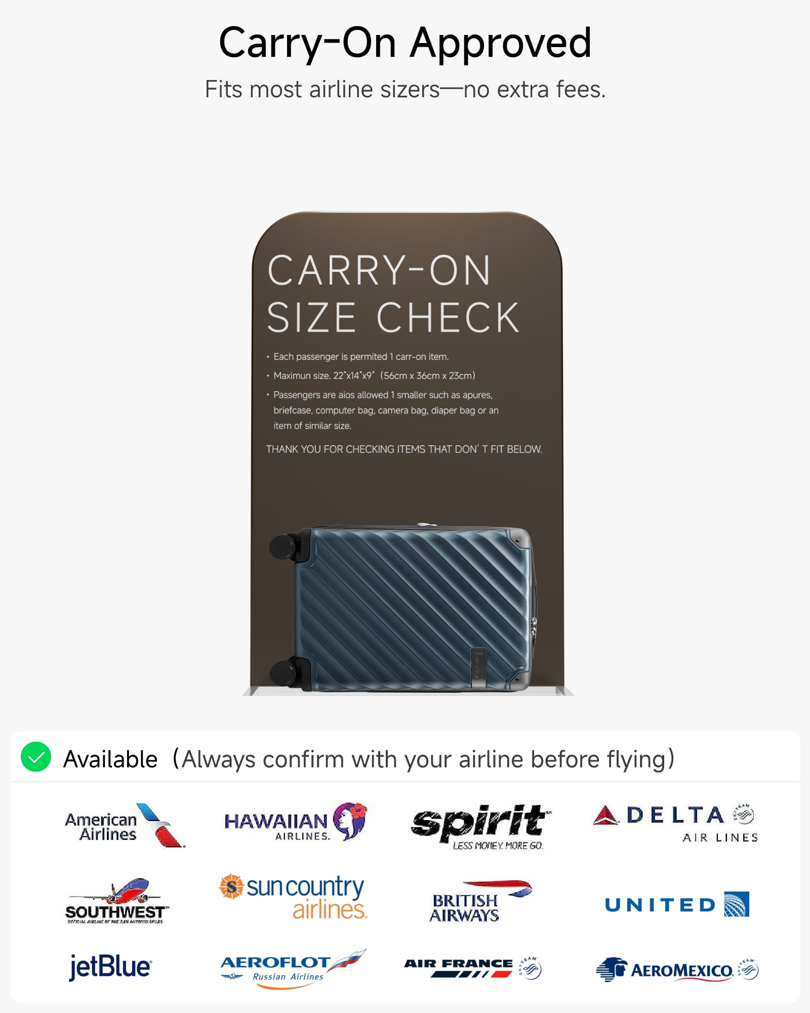 21" Carry On Expandable Hardside Spinner Suitcase with TSA Lock,Charcoal Metallic